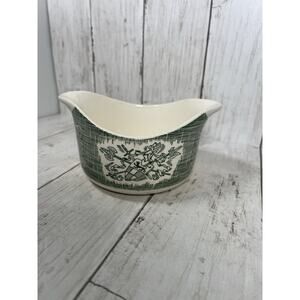 The Old Curiosity Shop Gravy Boat Server Green White Vintage
